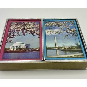 VTG Box Set Congress Pinochle Playing Cards Washington Monument Jefferson Mem DC